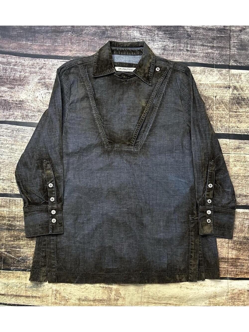 We The Free People Top Womens XS Denim Velvet Tunic Snap